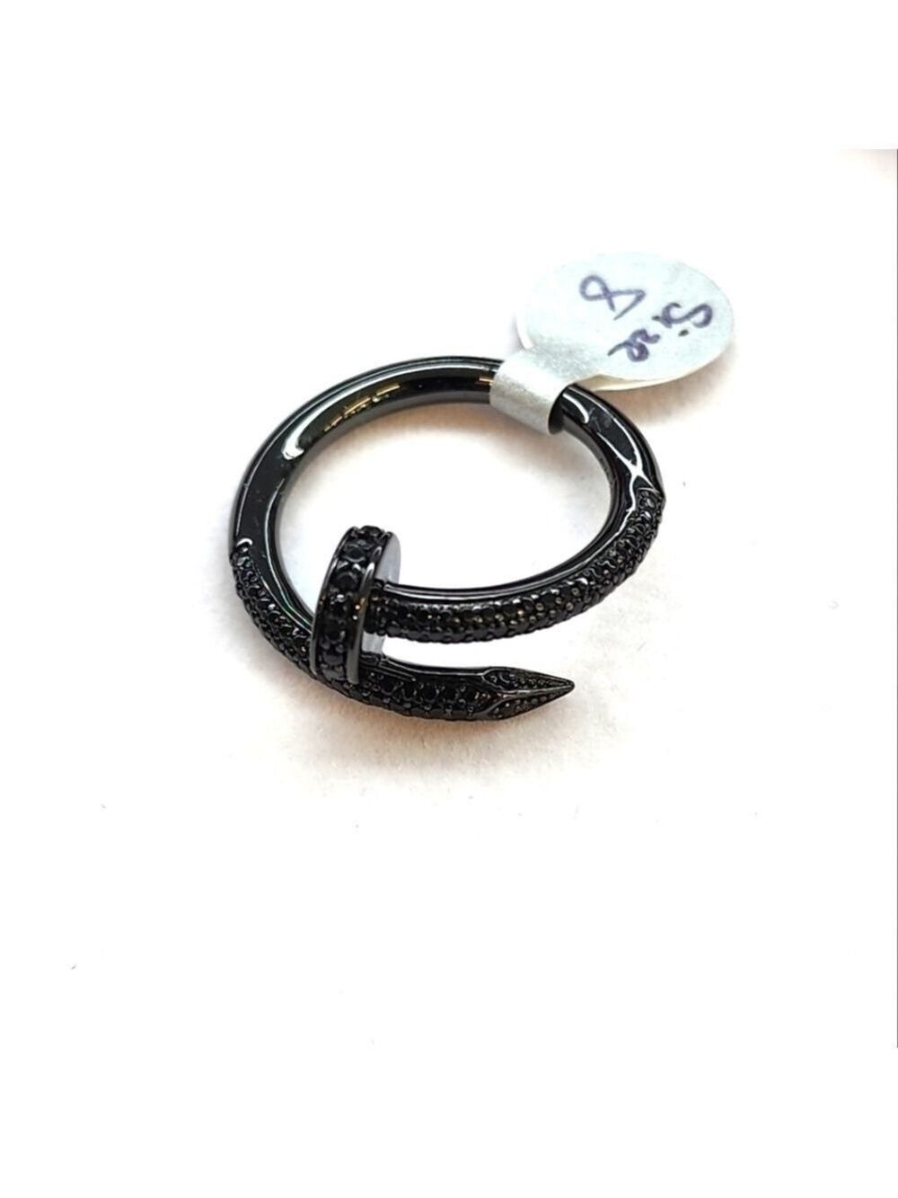 925 Sterling silver nail ring black rhodium - Picture 7 of 8
